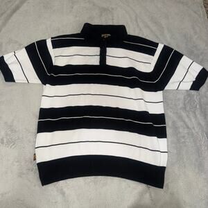 FB County Charlie Browns Striped Knit Polo Sweater 2XL Black White Chicano